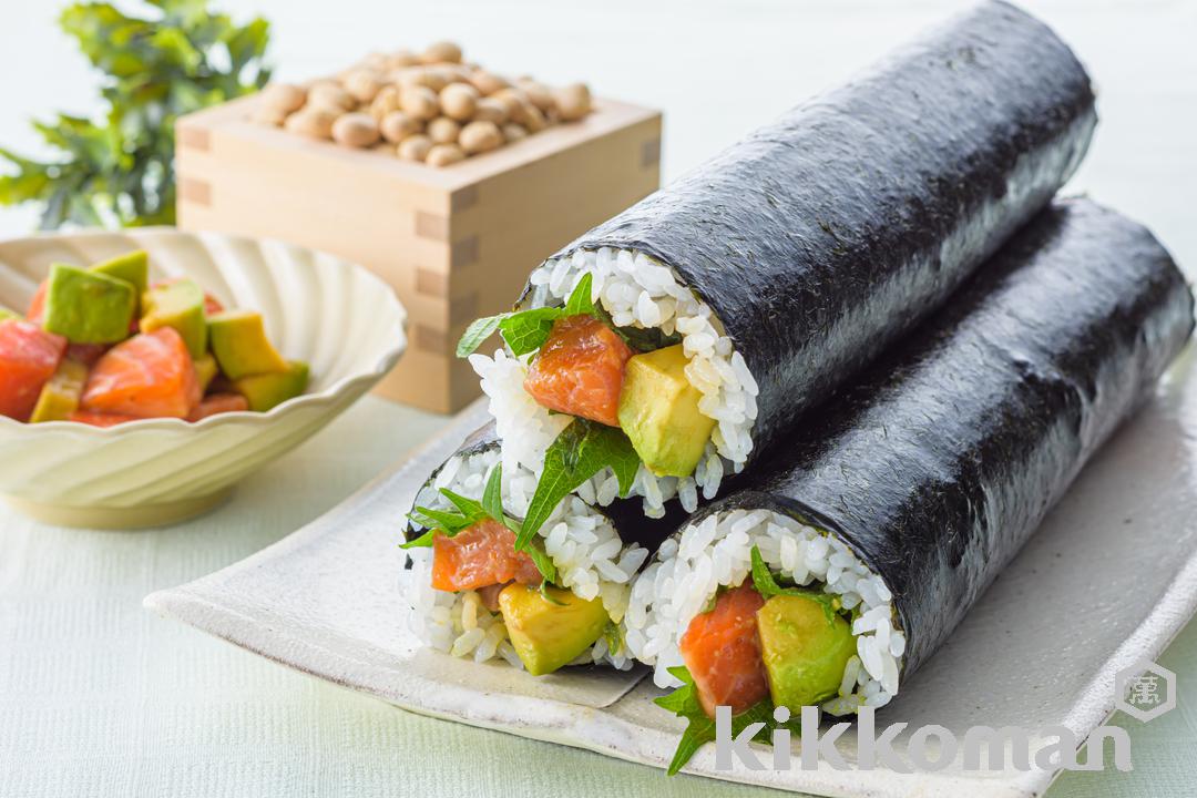 Avocado and Salmon Ehomaki Sushi Roll