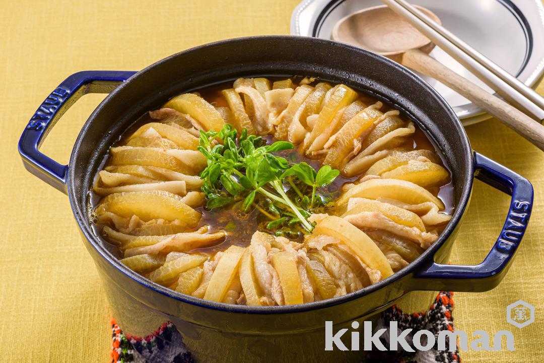 写真：味しみ大根と豚バラのカレーミルフィーユ鍋