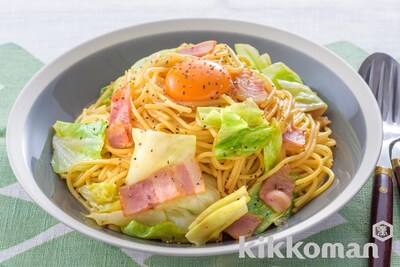 写真:とろ~り卵のガリバタパスタ