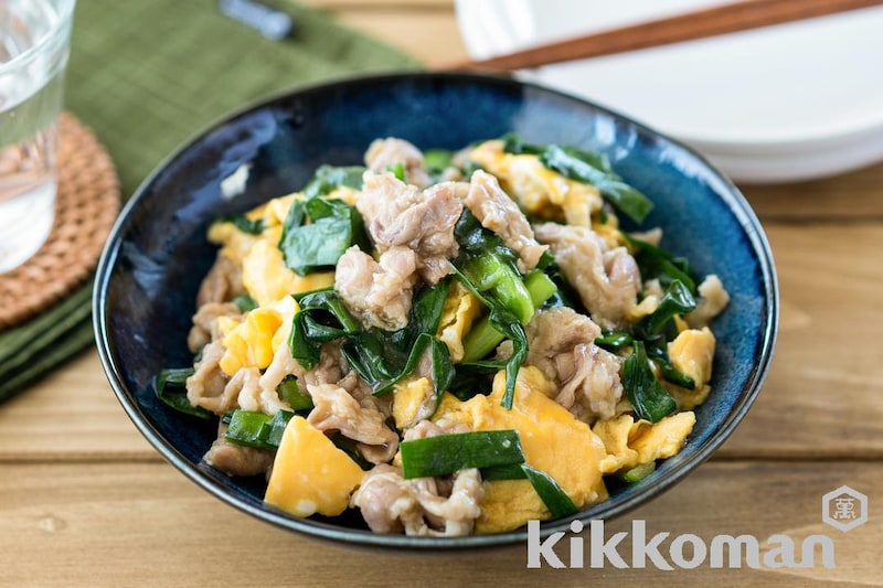 レンジで簡単!豚にら玉