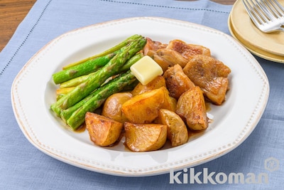 写真:焦がし生しょうゆ香る!じゃがアスパラとチキンのジュワッと焼き