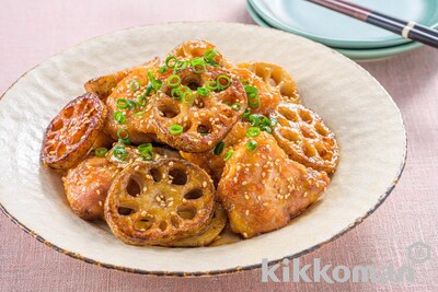 写真:皮つきれんこんと鶏肉の甘辛絡め