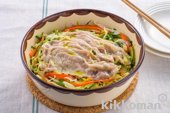 レンジで簡単 野菜たっぷりミルフィーユ豚しゃぶのレシピ つくり方 キッコーマン ホームクッキング