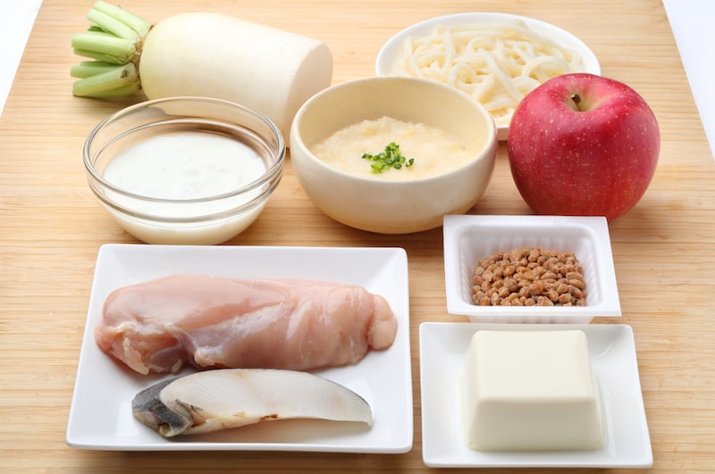 写真：胃に優しい食材の例