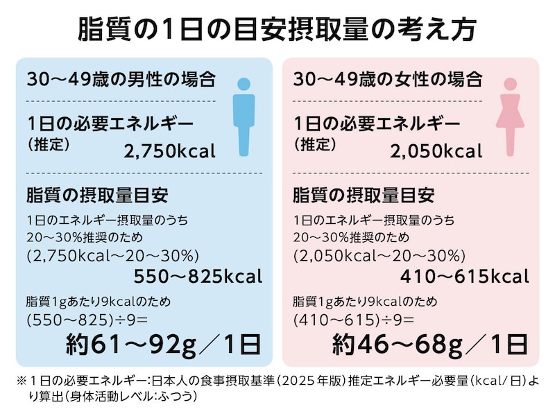 画像：脂質の1日の目安摂取量の考え方(2)