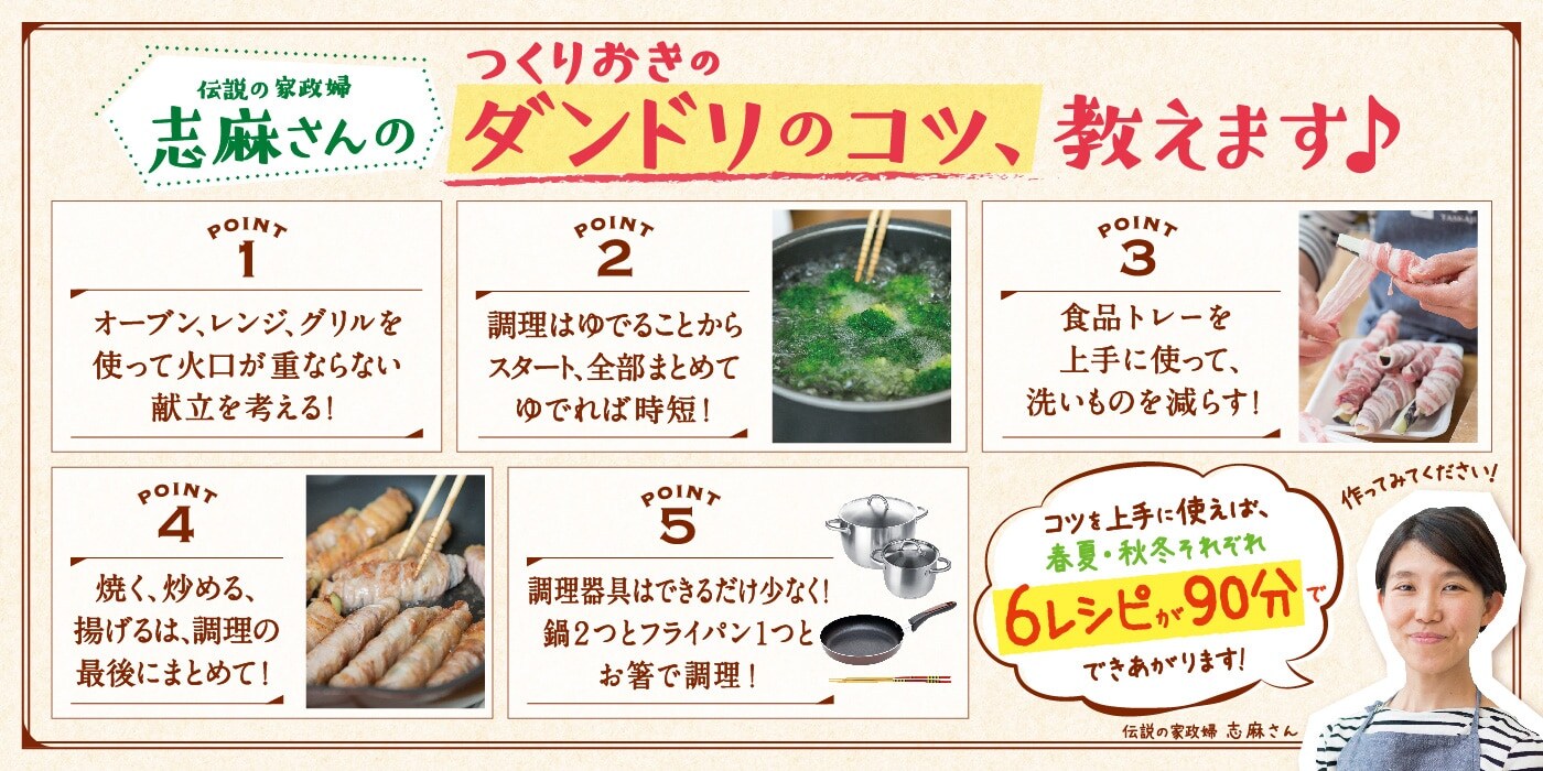 つくりおきのダンドリのコツ、教えます♪