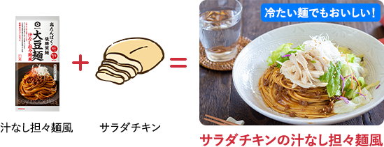 サラダチキンの汁なし坦々麺風