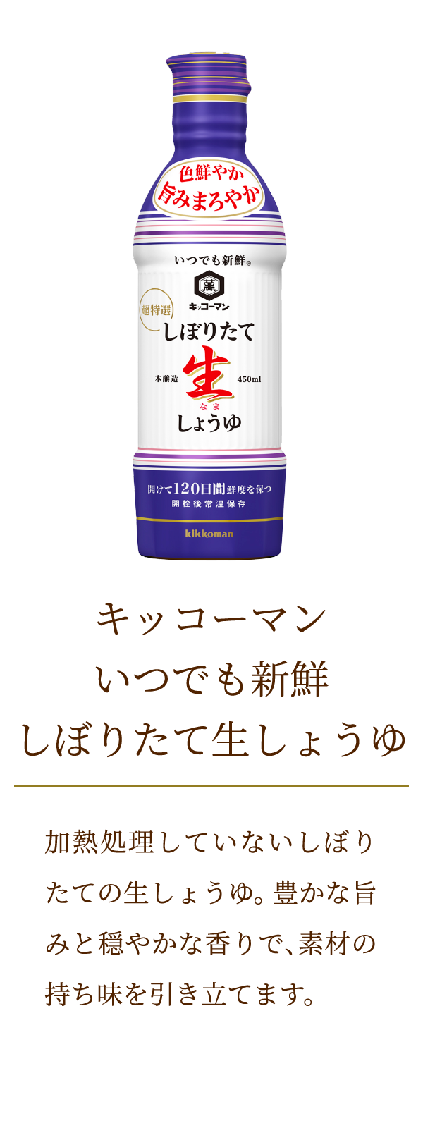 キッコーマン　いつでも新鮮　しぼりたて生しょうゆ