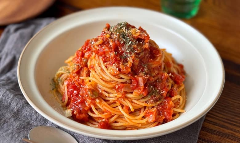 ガーリックトマトスパゲッティ【トマトのうまみで絶品！】