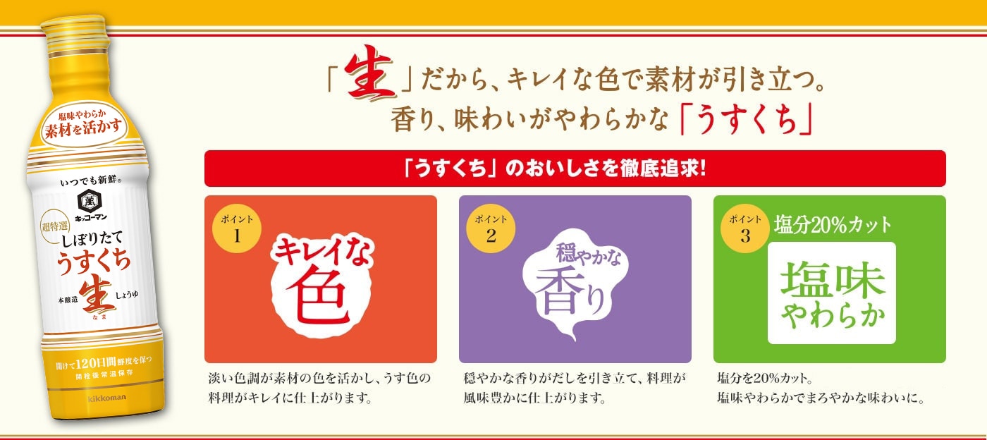 いつでも新鮮 しぼりたてうすくち生しょうゆ